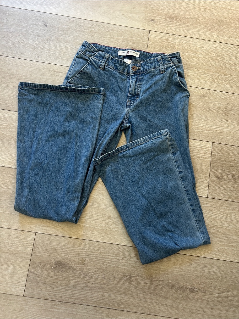 Vintage Tommy Hilfiger Y2K Low Mid Rise Flare Utility Jeans Wash Size 2